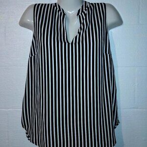 H&M Womens Black & White Striped Sleeveless Lightweight Top Size 8 Chiffon